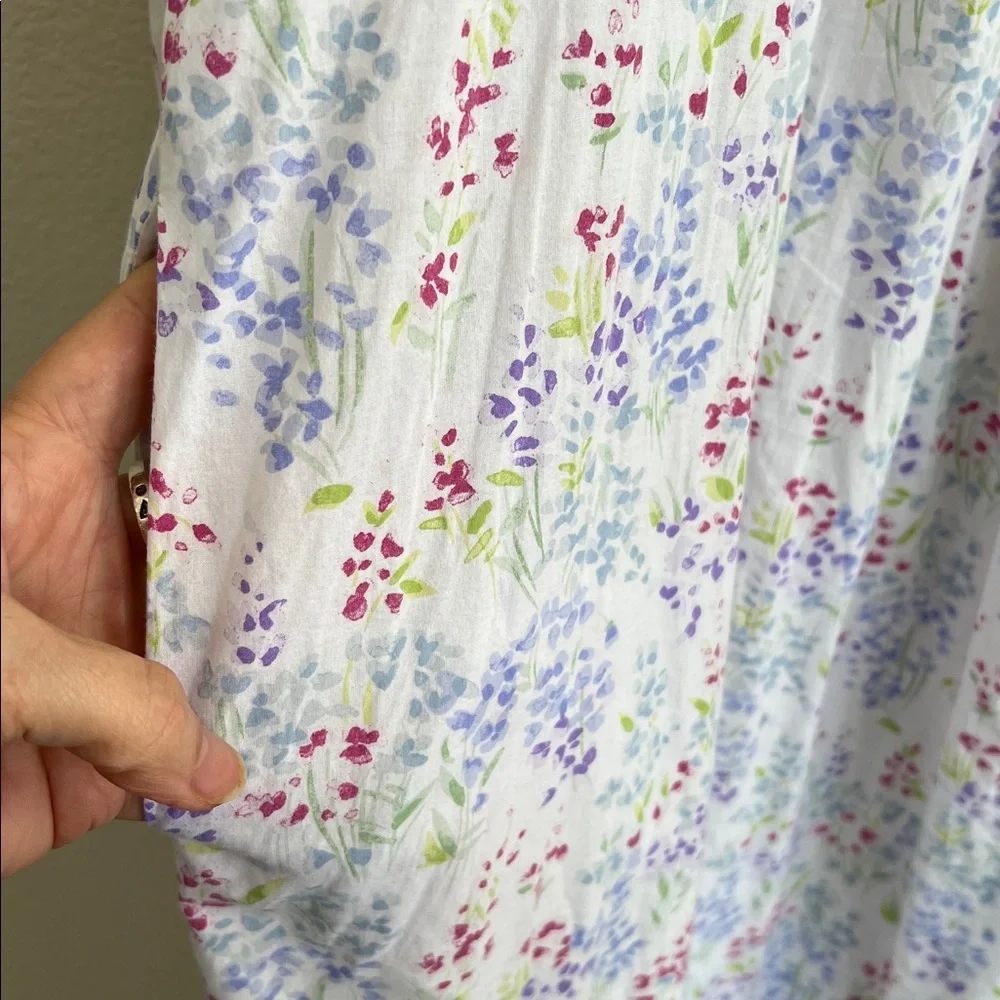 Eileen West Ballet Nightgown Cotton L-Sleeve Sweetheart Buttoned White Floral XL - Picture 8 of 14